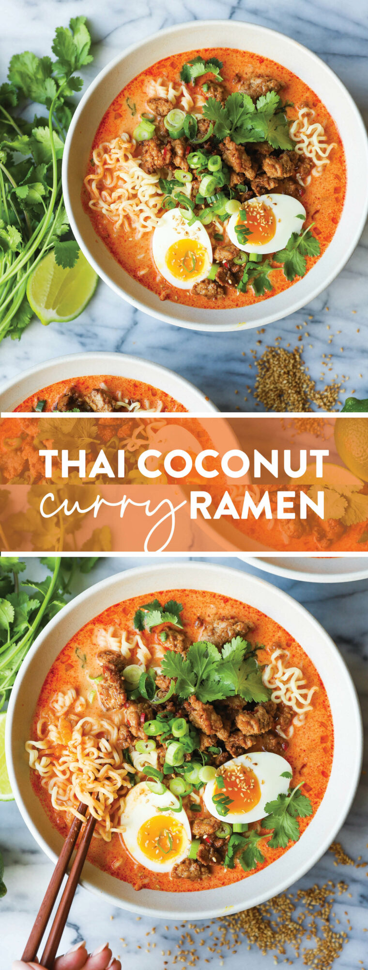 タイのココナッツカレーラーメン-最も風味豊かなレッドカレーココナッツスープ！ コリアンダー、やわらかいゆで卵、ラーメンでたった30分で作れます！